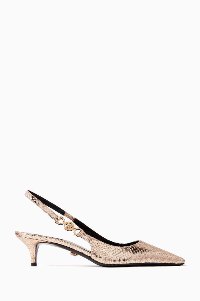 

Medusa '95 Low Slingback 40 Pumps in Metallic Calf Leather, Gold