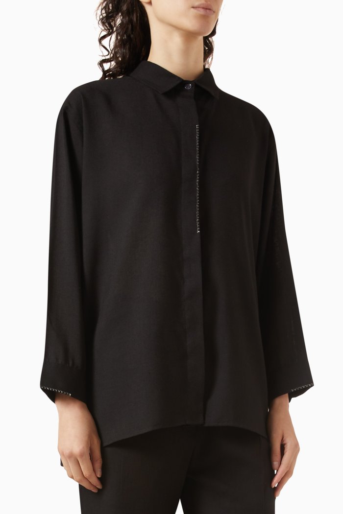 

Button Down Shirt in Linen, Black