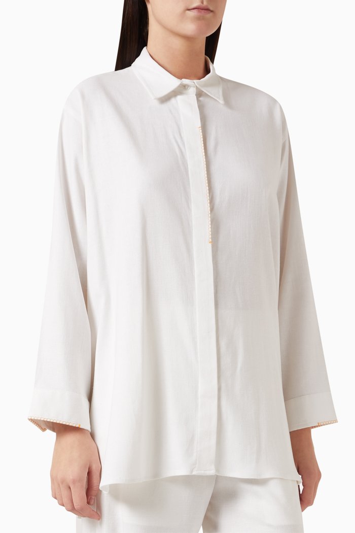 

Button Down Shirt in Linen, White