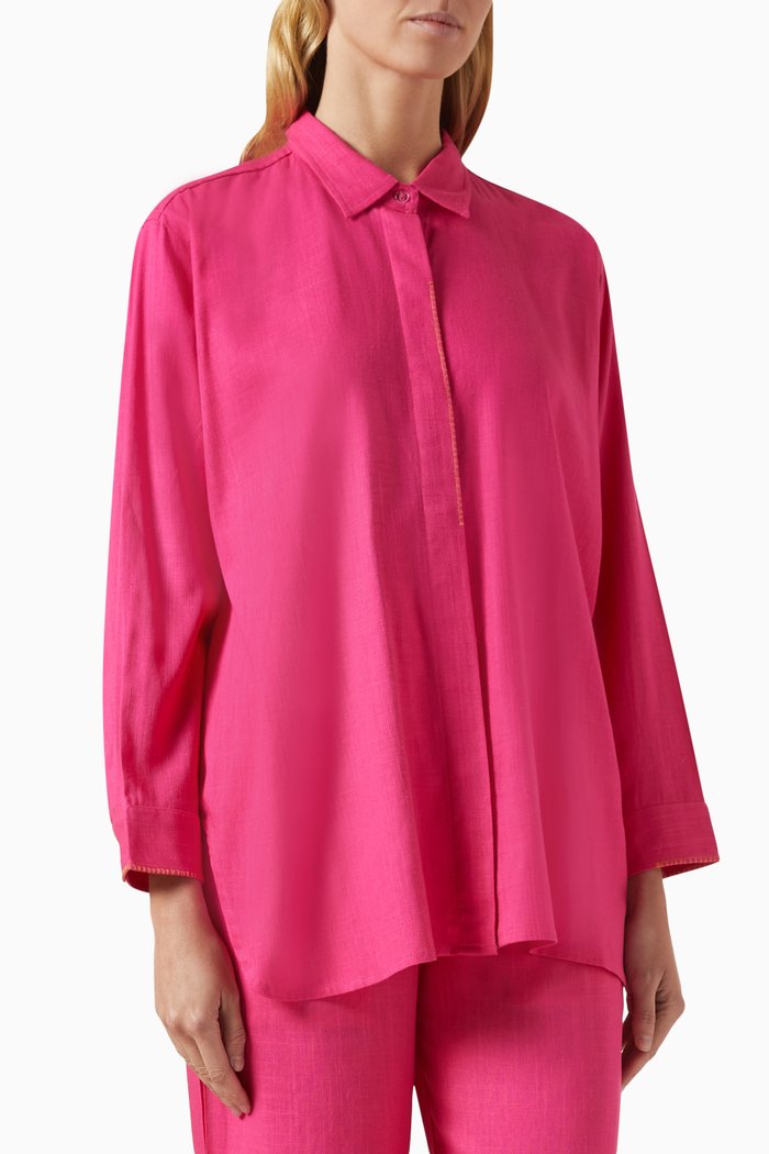 

Button Down Shirt in Linen, Pink