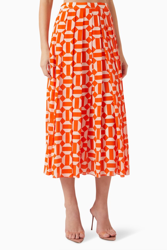 

Luna Midi Skirt in Silk, Orange