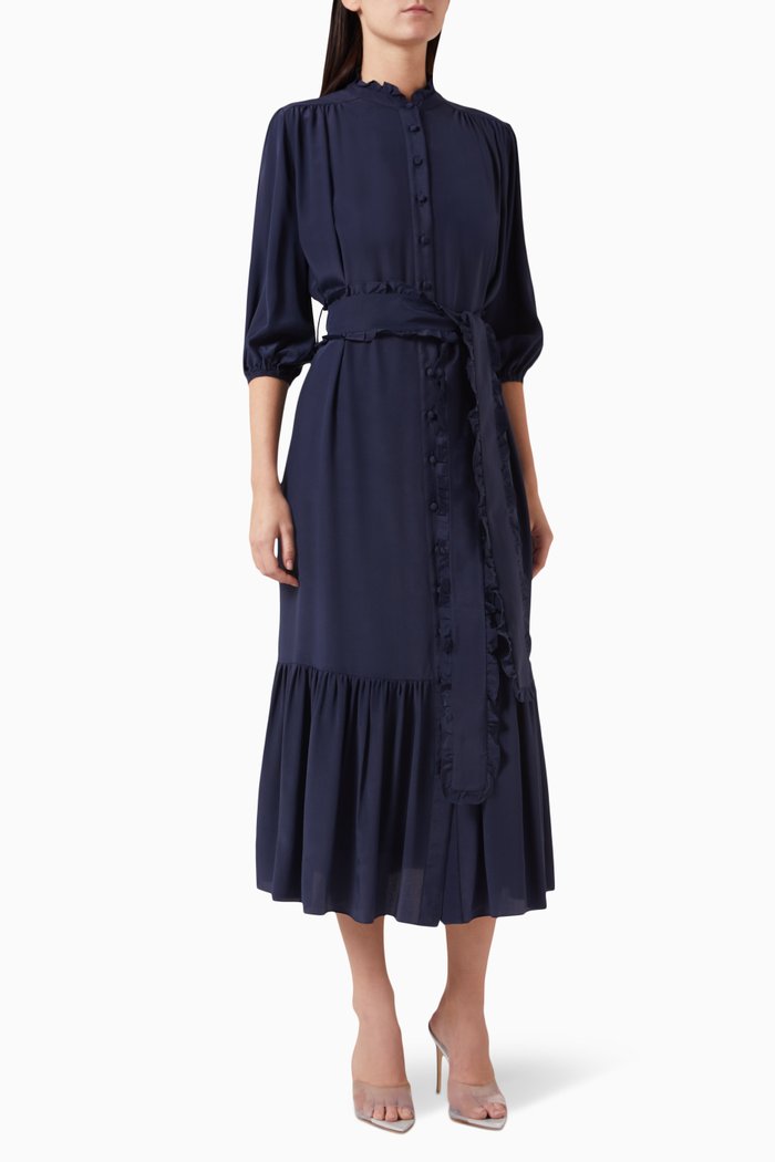 

Jasmine Maxi Dress in Silk, Blue