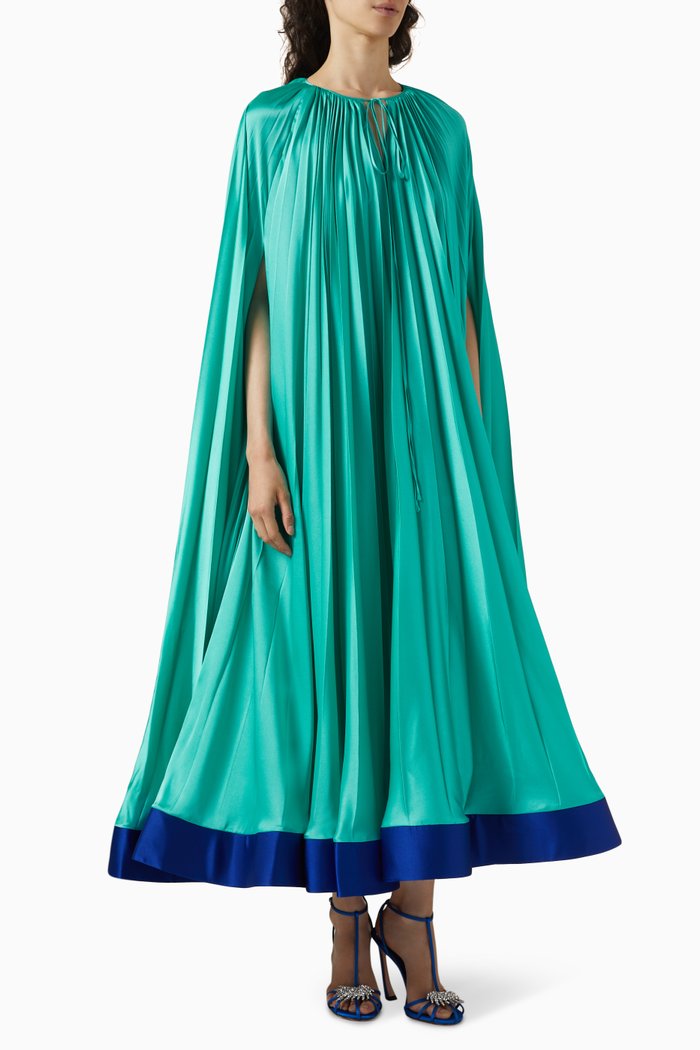 

Anaphora Dress in Satin, Green