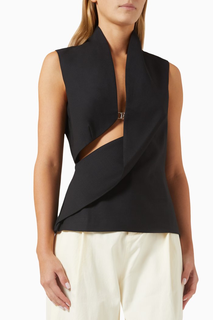 

Harry Asymmetric Top in Wool, Black