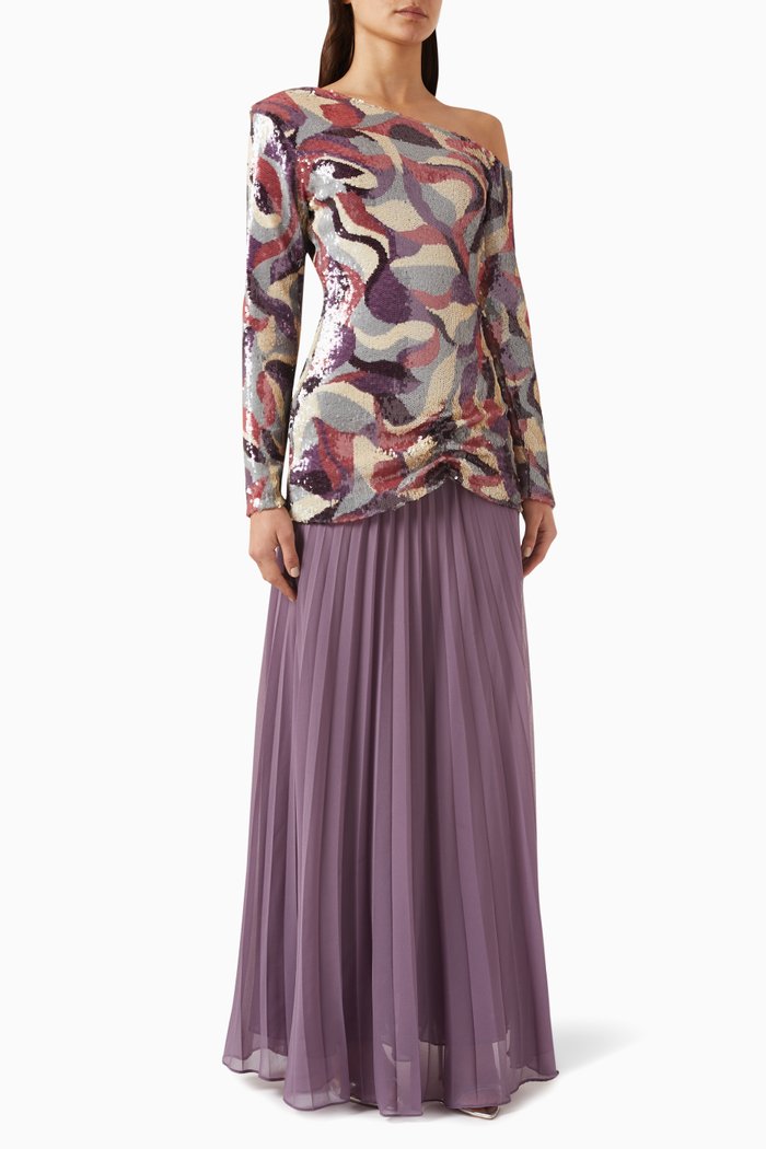 

Sequin-embellished Dress in Crepe, Multicolour