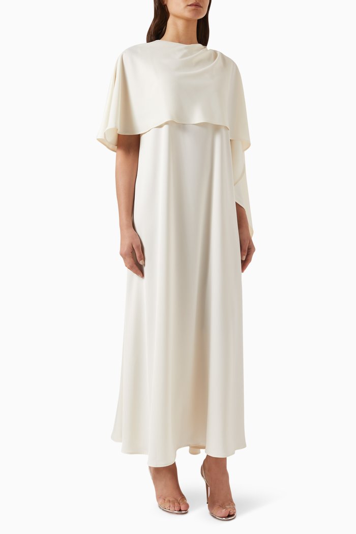 

Draped Cape Dress in Silk, Neutral