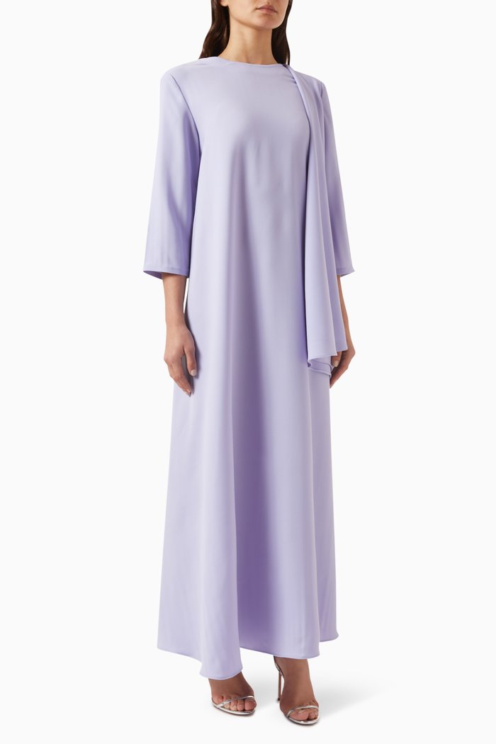 

Embroidered Dress in Crepe, Purple