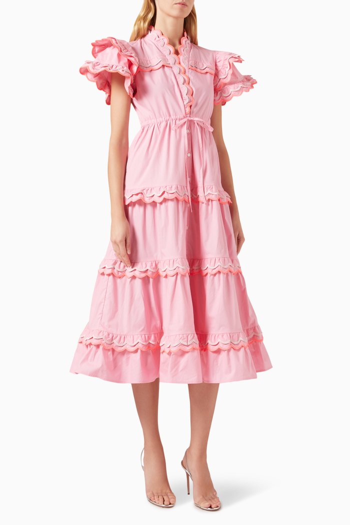 Eden Midi Dress in Cotton, Pink