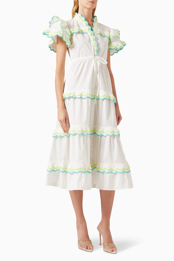 Eden Midi Dress in Cotton-blend, White