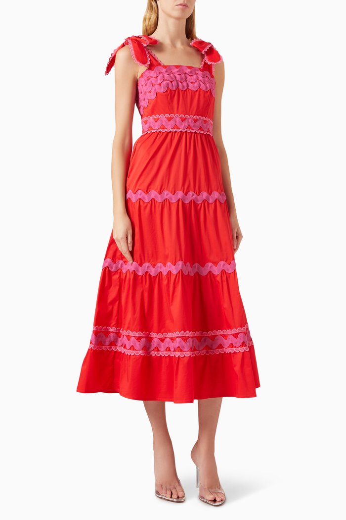 

Jade Midi Dress in Cotton-blend, Red