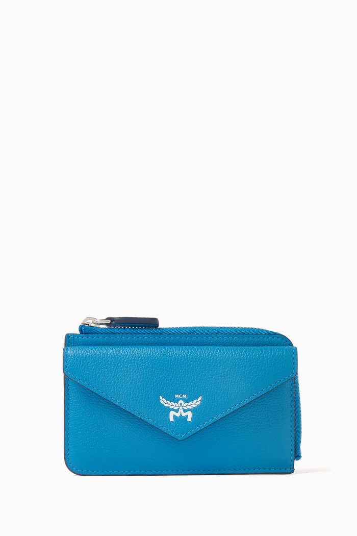 

Himmel Card Case in Embossed Leather, Blue