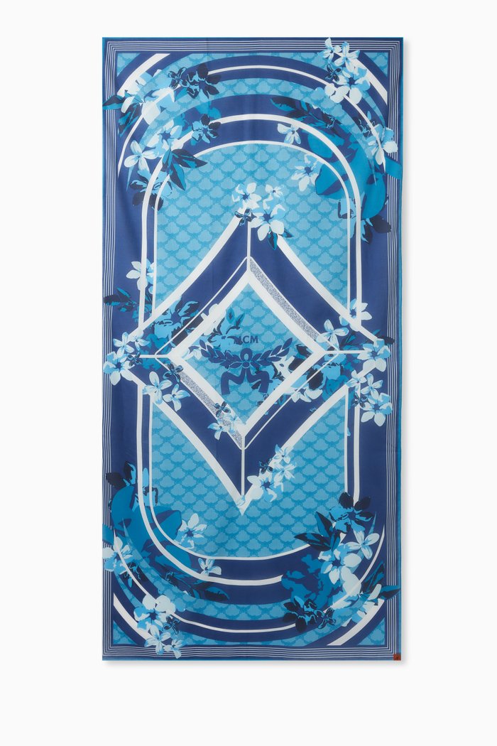 

Floral-print Shawl in Cotton, Blue