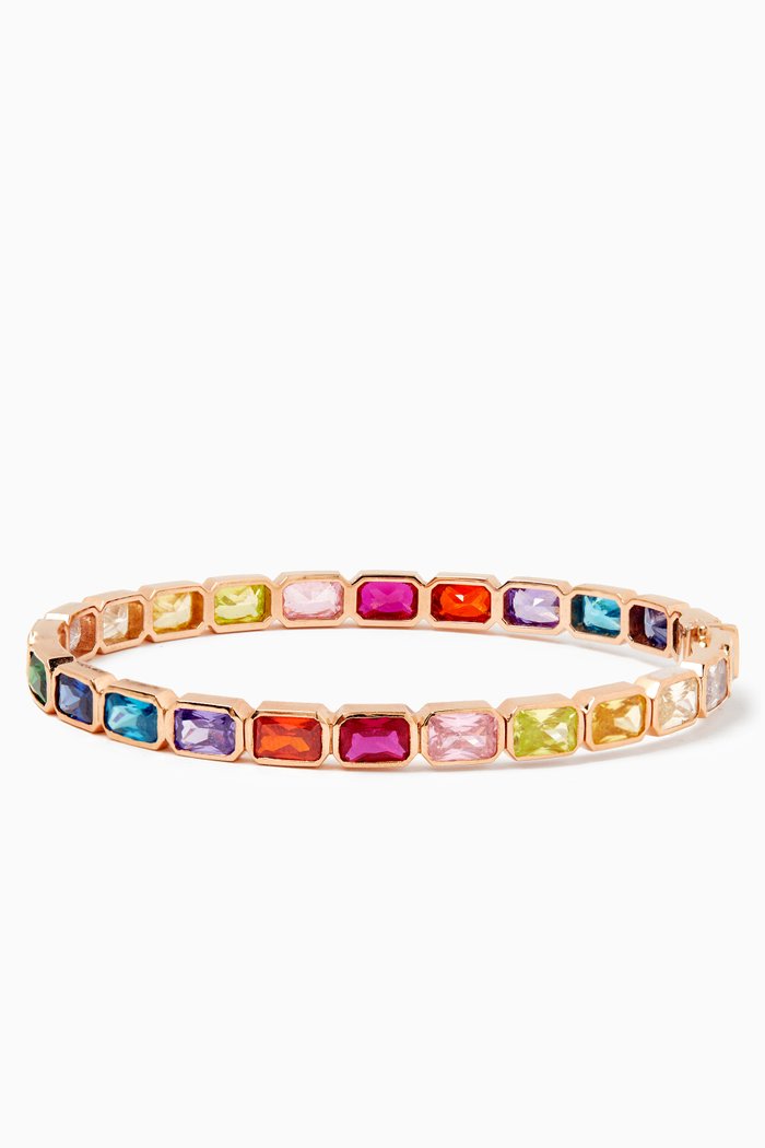 

Rainbow Emerald-cut Bangle in 18kt Rose Gold