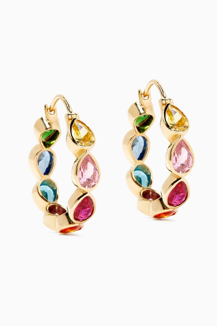 Rainbow Pear-cut Hoop Earrings in 18kt Gold, Yellow
