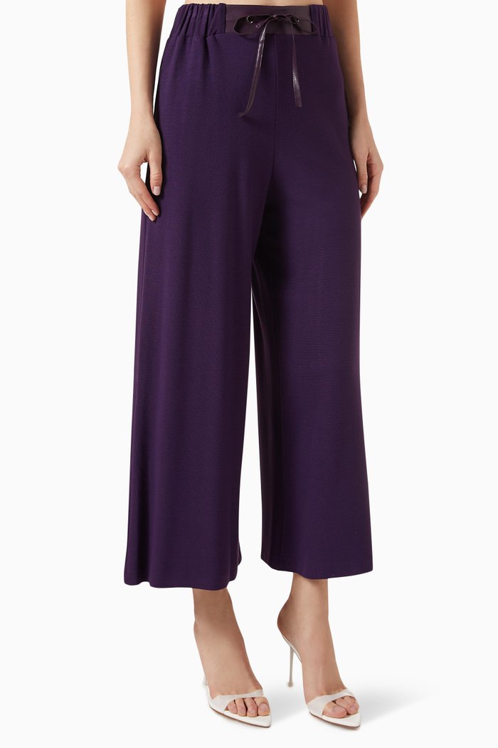 

High-waist Pants in Viscose-knit, Purple