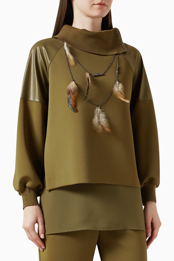 

Turtleneck Top in Knit, Green