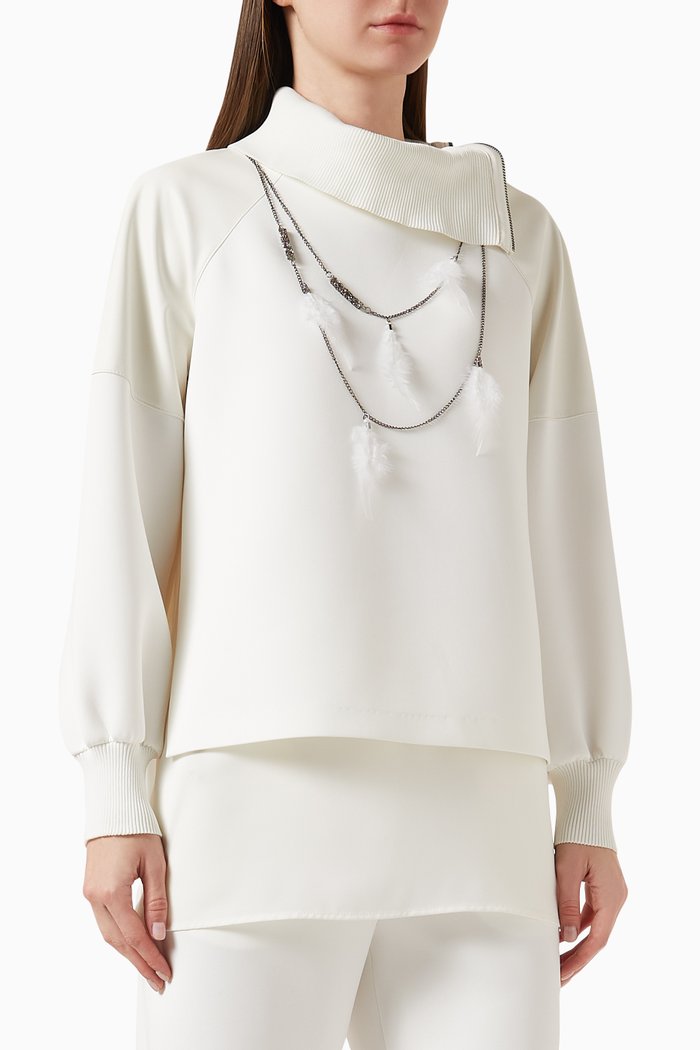 

Turtleneck Top in Knit, White