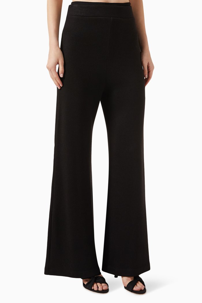 

Flared Pants in Viscose-blend, Black
