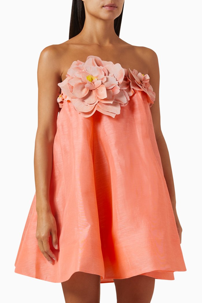 

Natura Strapless Mini Dress in Linen, Brown