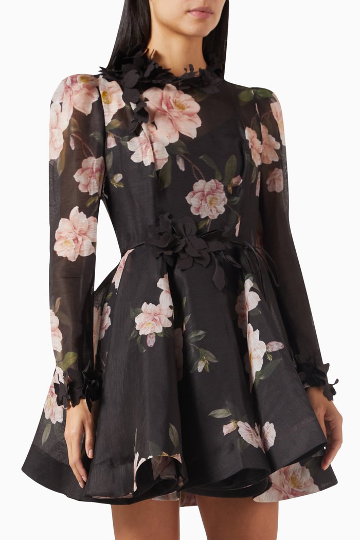 

Natura Liftoff Mini Dress in Linen-blend, Black