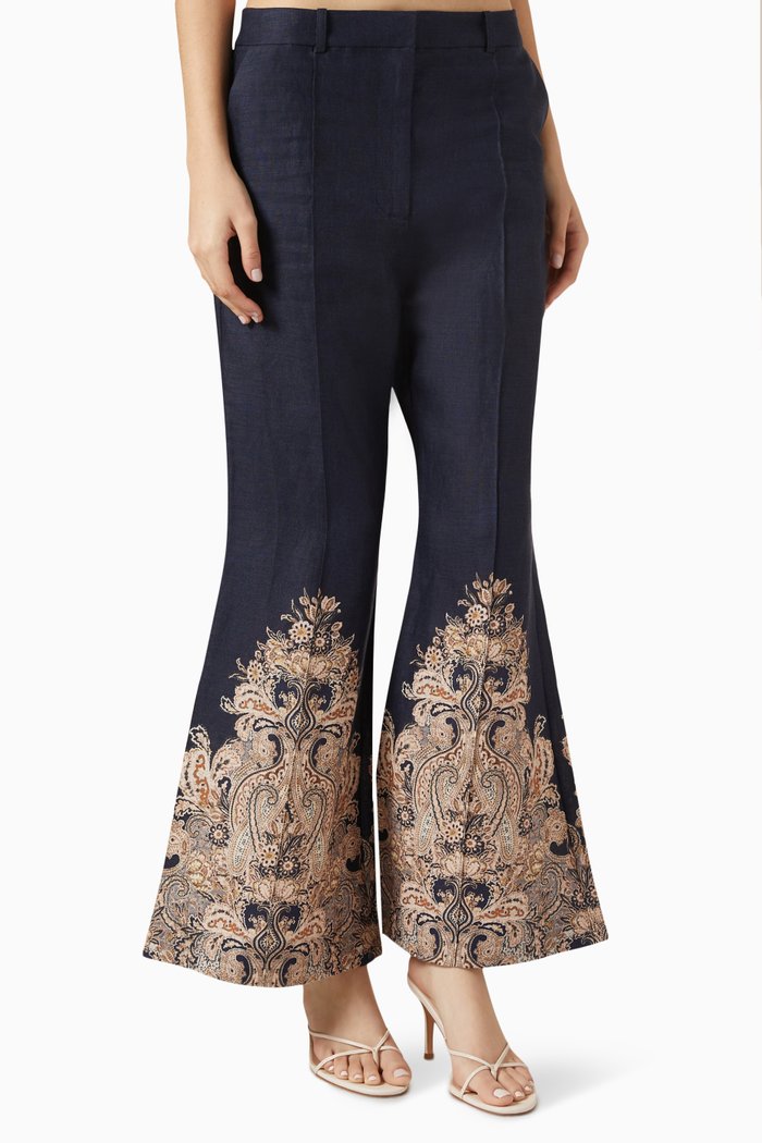 

Natura Flare Pants in Linen, Blue