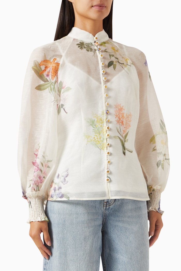 

Natura Blouse in Linen-silk, Multicolour