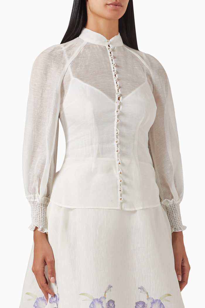 

Natura Blouse in Linen-blend, White