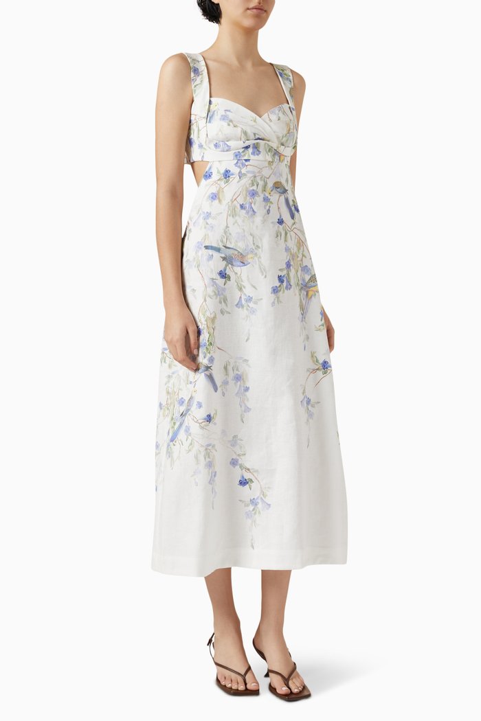 

Natura Midi Dress in Linen, Multicolour