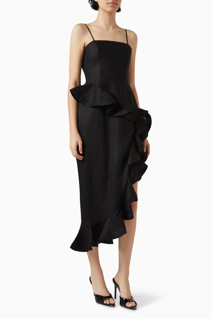 

Harmony Tango Dress in Linen, Black