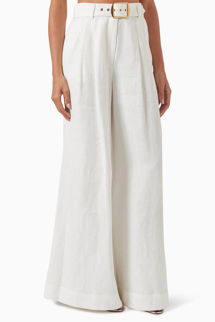 

Wide-leg Pants in Linen, White