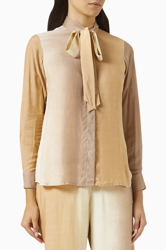 

Ombré Bow Shirt in Muslin, Neutral