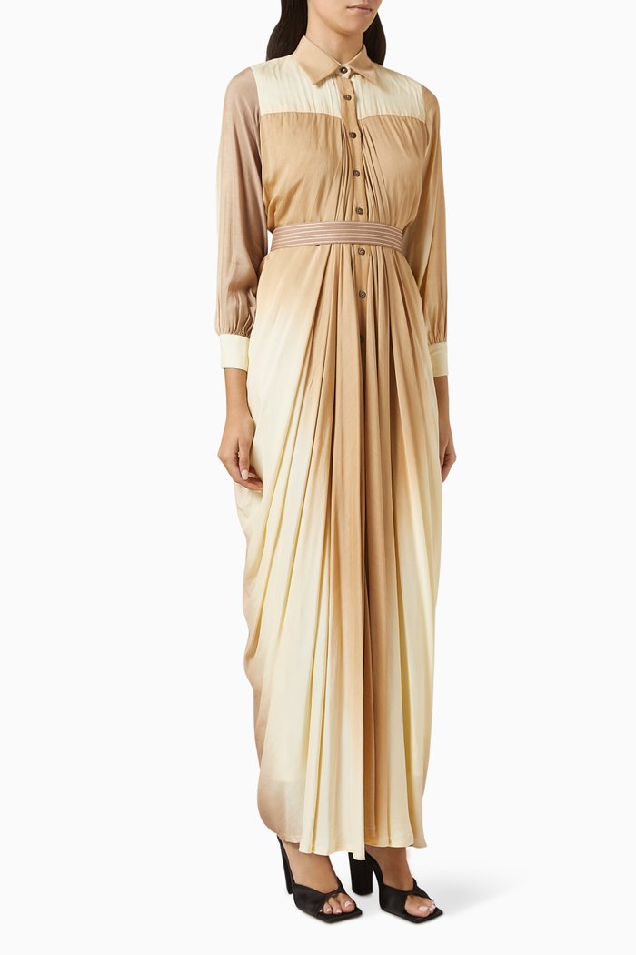 

Ombré Drape Shirt Dress in Muslin, Neutral