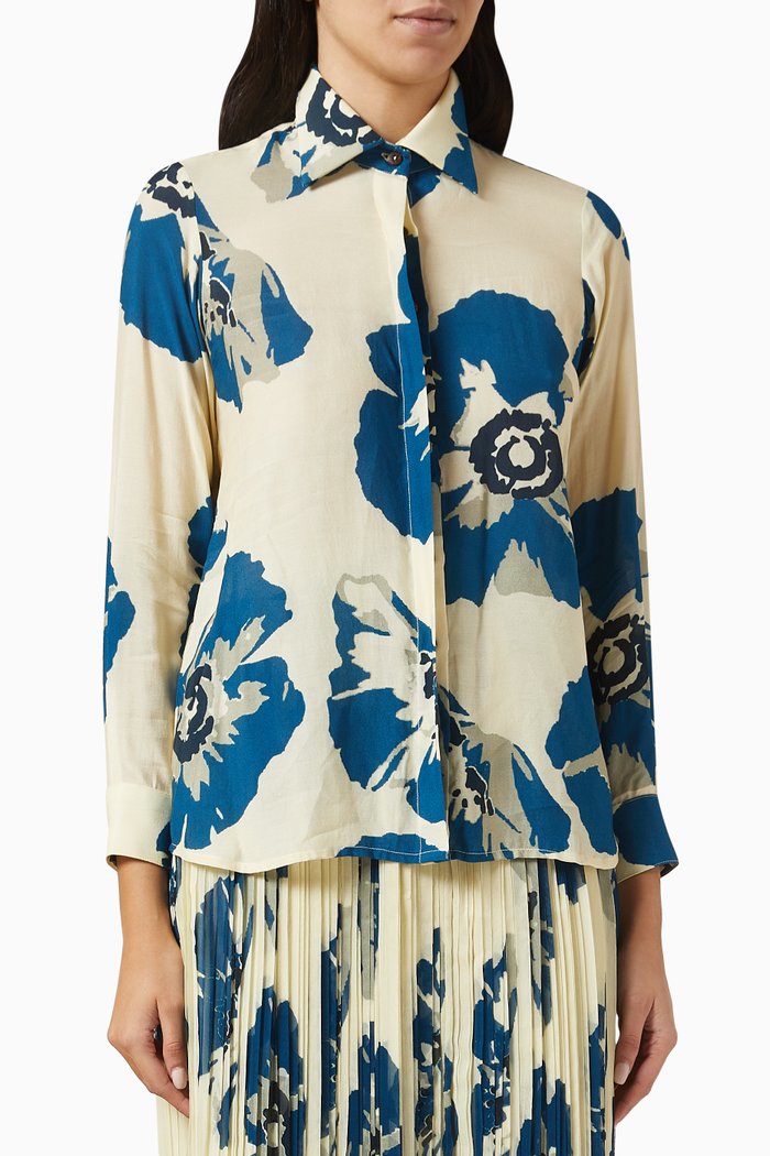 

Floral Shirt in Muslin, Blue