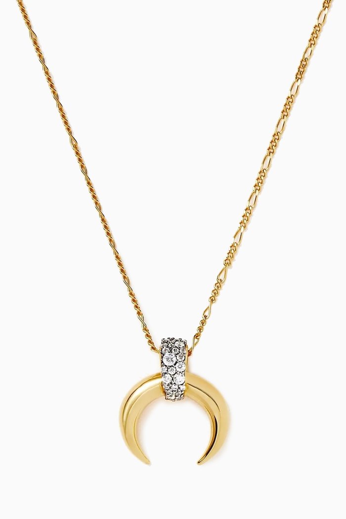 x Lucy Williams Horn Necklace in Pave and 18kt Gold Plated Vermeil
