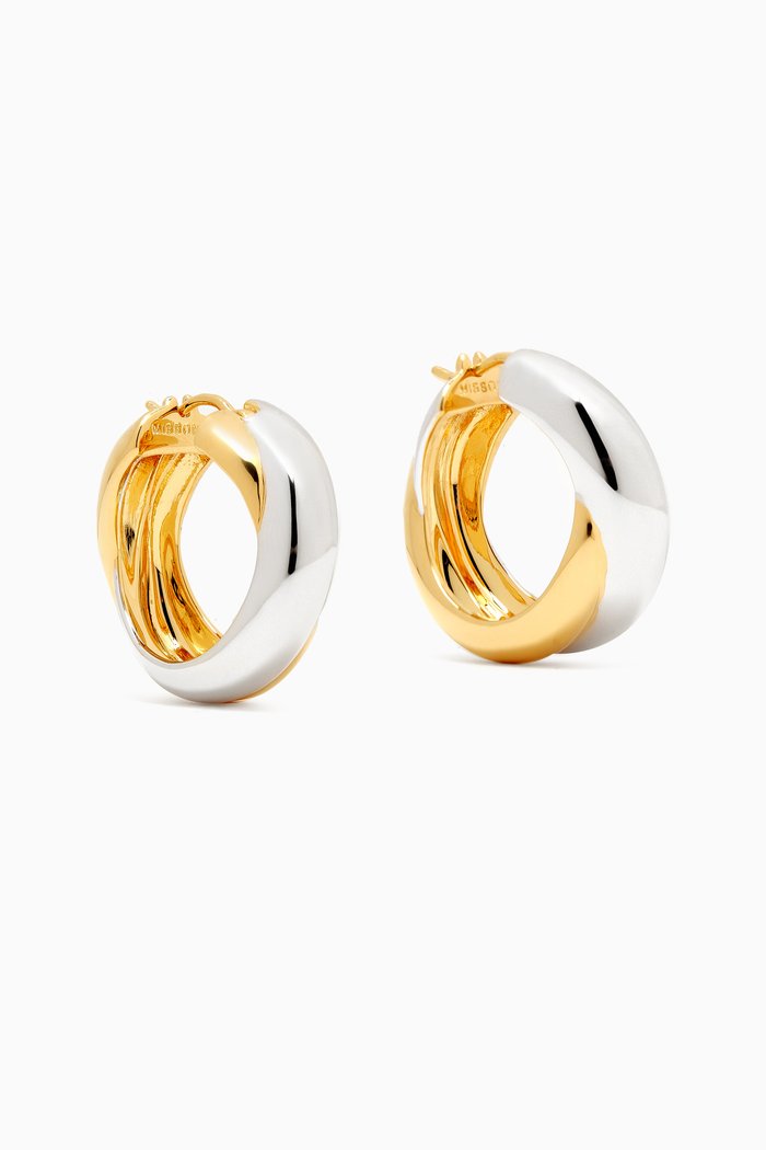 

x Lucy Williams Chunky Entwine Hoop Earrings in 18kt Recycled Gold Plated Brass, Multicolour