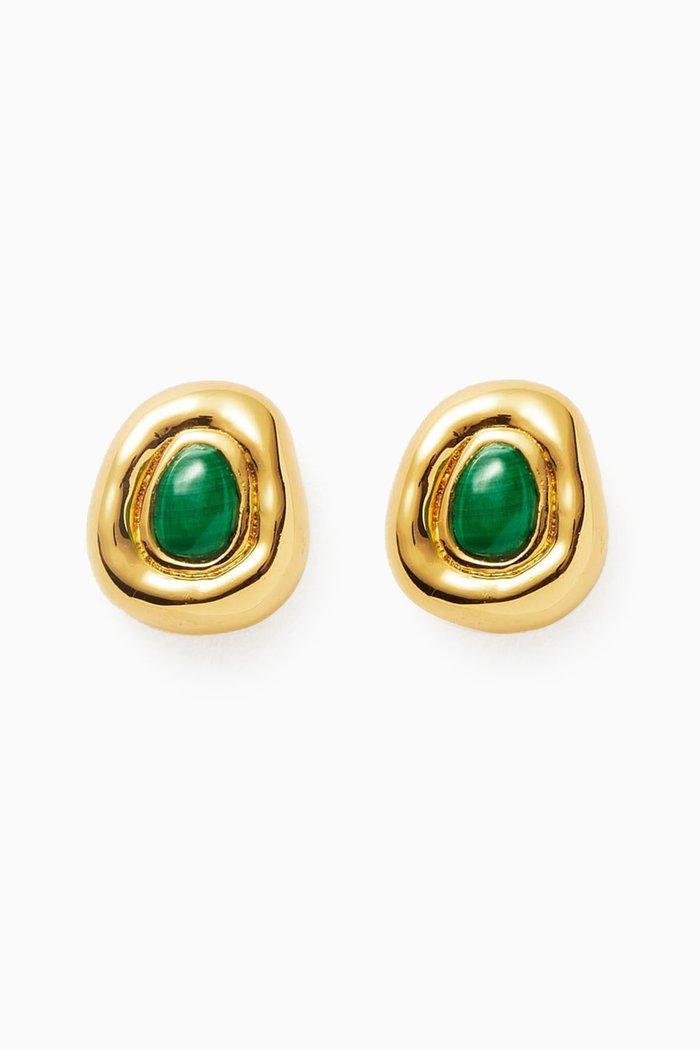 

Molten Gemstone Stud Earrings in 18kt Recycled Gold-vermeil, Green