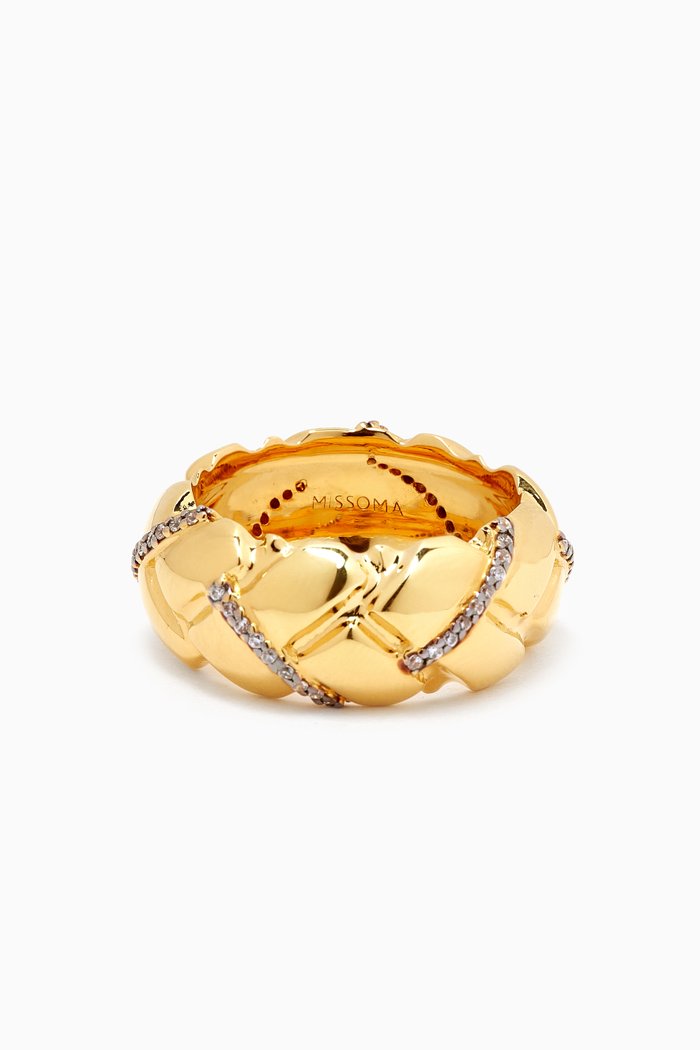 

x Lucy Williams Chunky Pave Waffle Ring in 18kt Recycled Gold Plated Brass