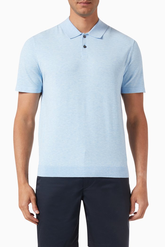 

Goris Polo Shirt in Viscose Blend, Blue