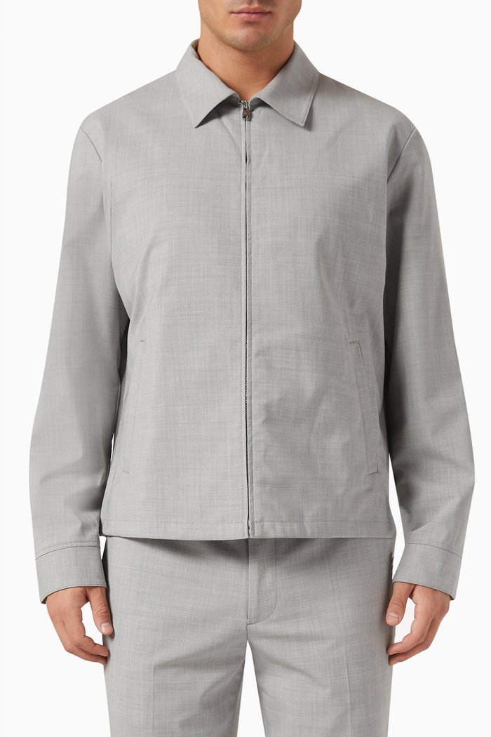 

Hazelton Zip Jacket in Stretch Wool, Grey