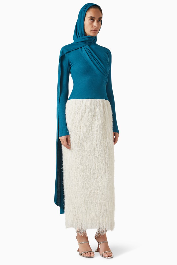 

Soha Taha Dress in Jersey Knit, Blue
