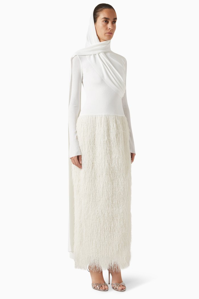 

Soha Taha Dress in Jersey Knit, White