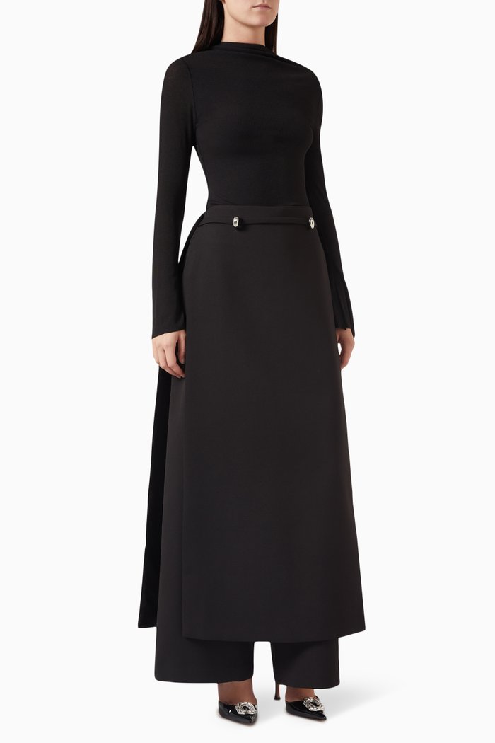 Rima Zahran Top and Pants Set in Jersey Knit, Black