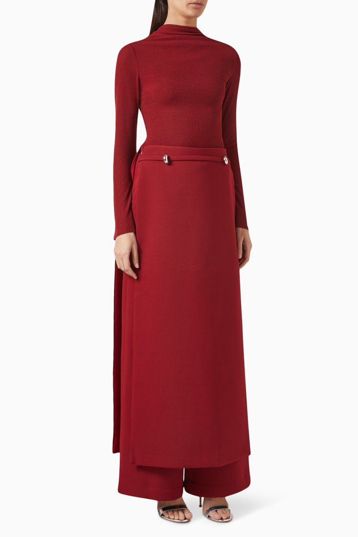 

Rima Zahran Top and Pants Set in Jersey Knit, Red
