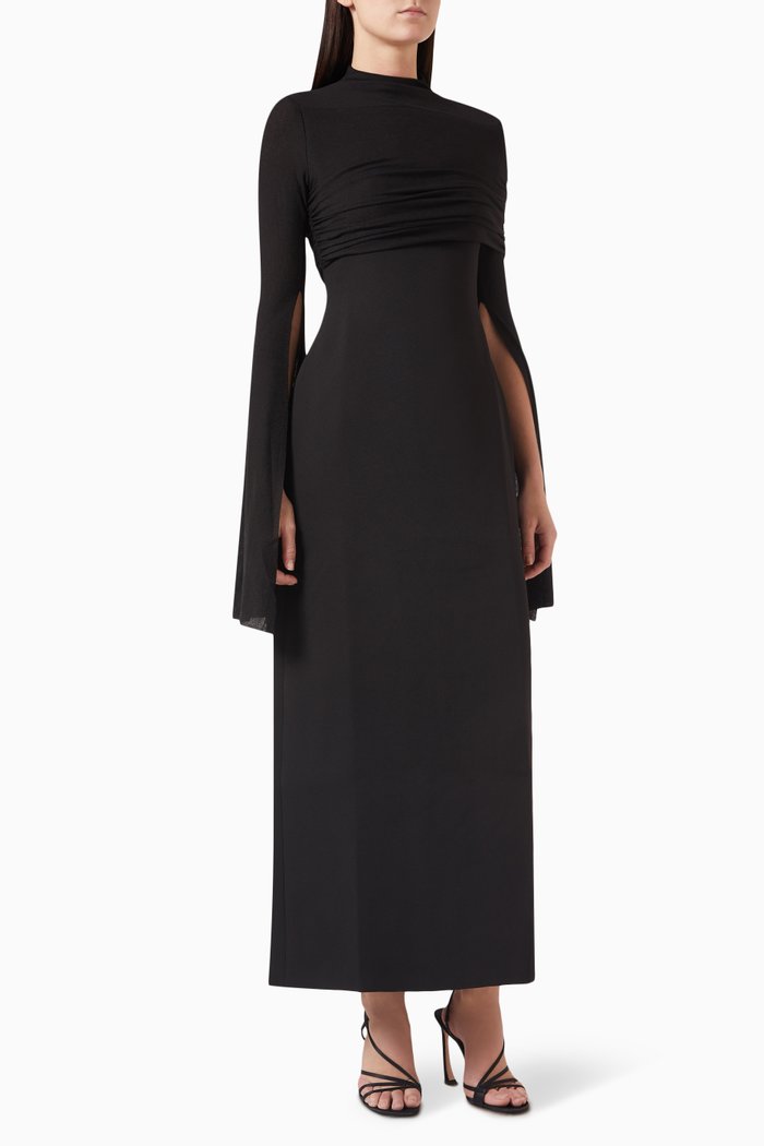 

Sally M. Hajjar Dress in Double Jersey Knit, Black