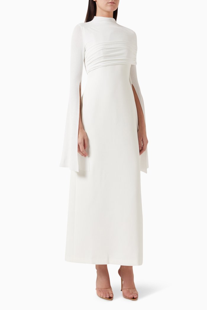 Sally M. Hajjar Dress in Double Jersey Knit, White