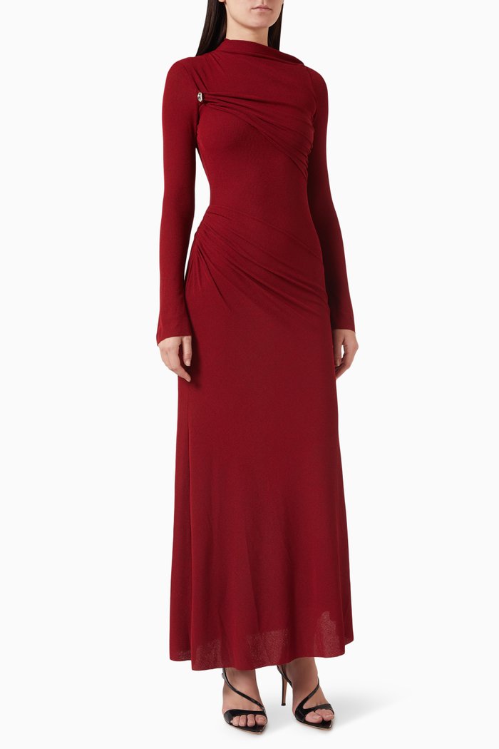 Mina El Sheikhly Dress in Double Jersey Knit, Red