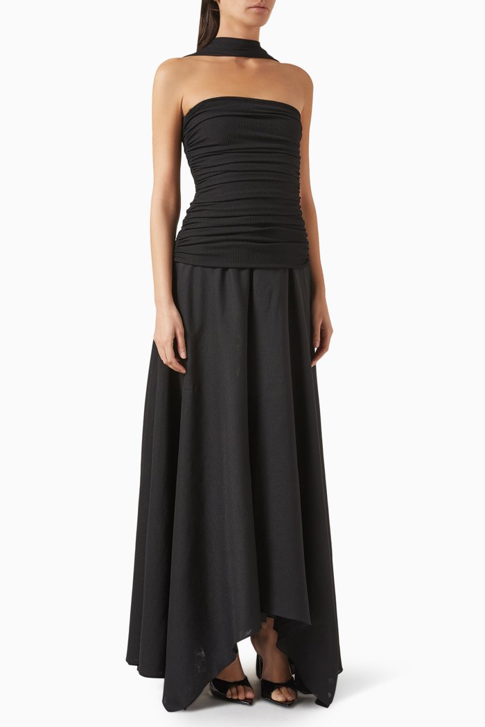 Deema Al Asadi Dress in Double Jersey Knit, Black