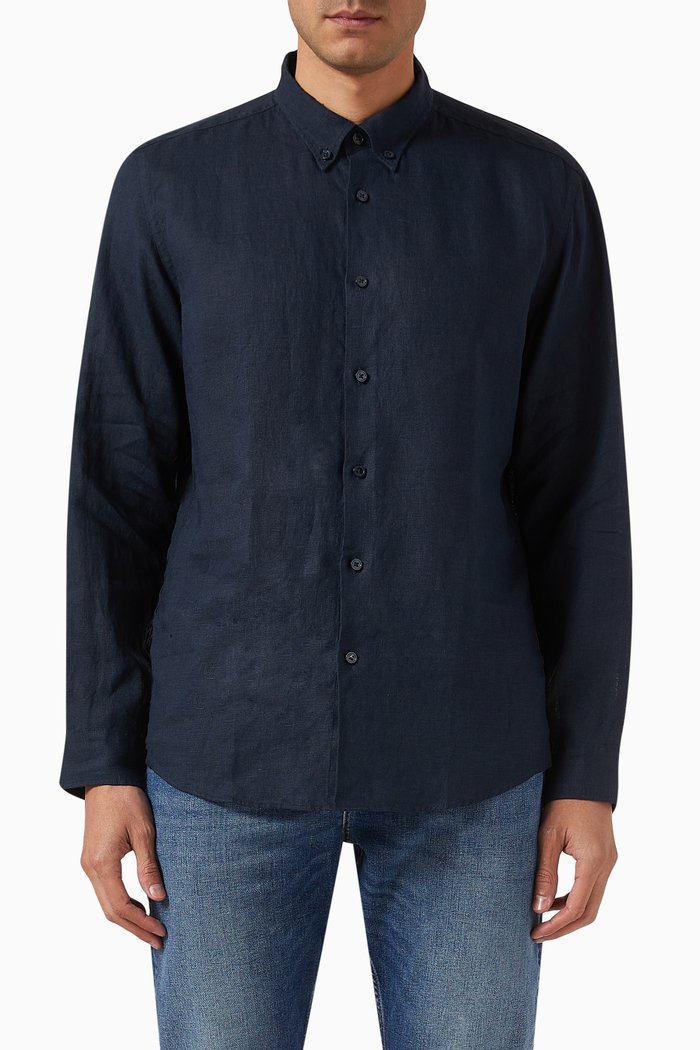 Regular-fit Shirt in Linen, Blue