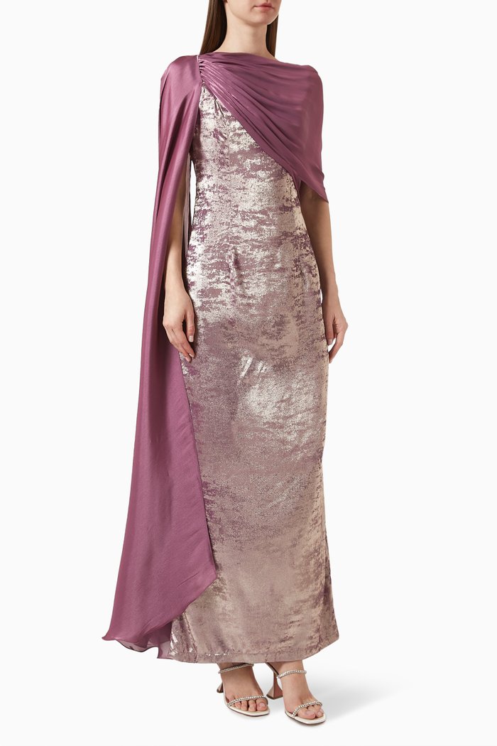 

Draped Maxi Dress in Escada Crepe, Pink