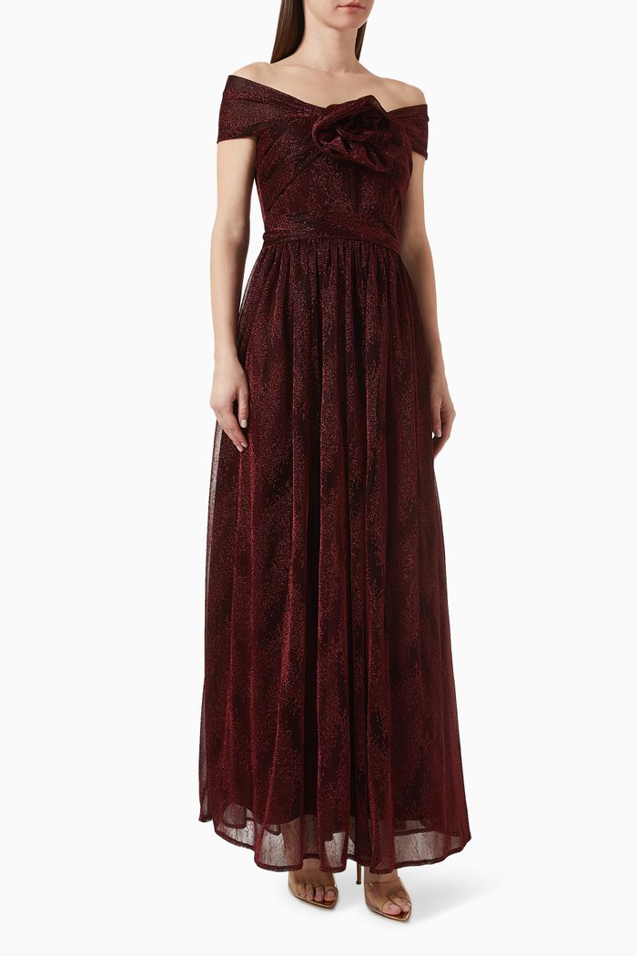 

Off-shoulder Maxi Dress, Red